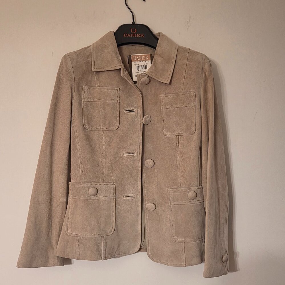 Danier Suede Beige Button Down Jacket